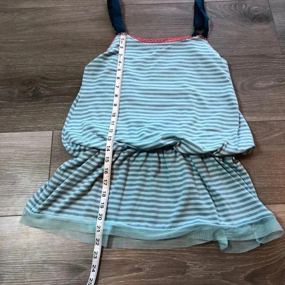 Matilda Jane Good Hart Clear Skies Blue Striped Dropped Waist Tank Top Size S - Picture 6 of 10
